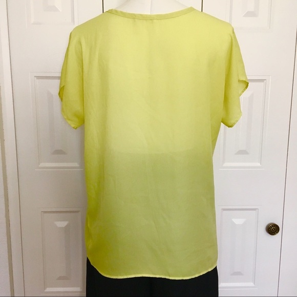 SOPRANO sheer chartreuse blouse S - Picture 3 of 4
